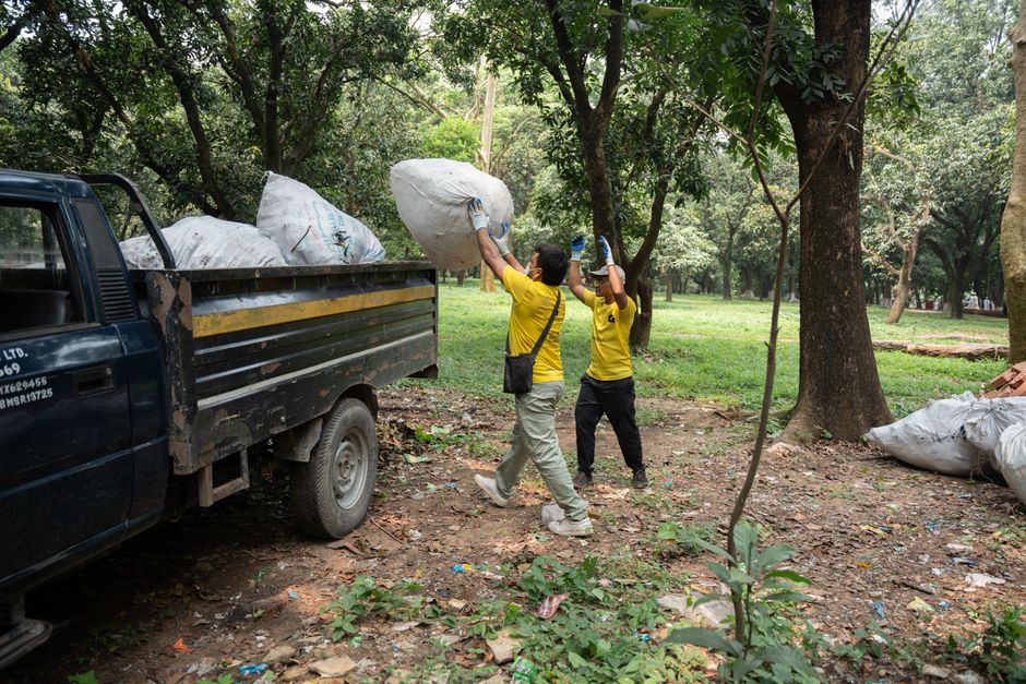 Loading debris into a truck for a dump run